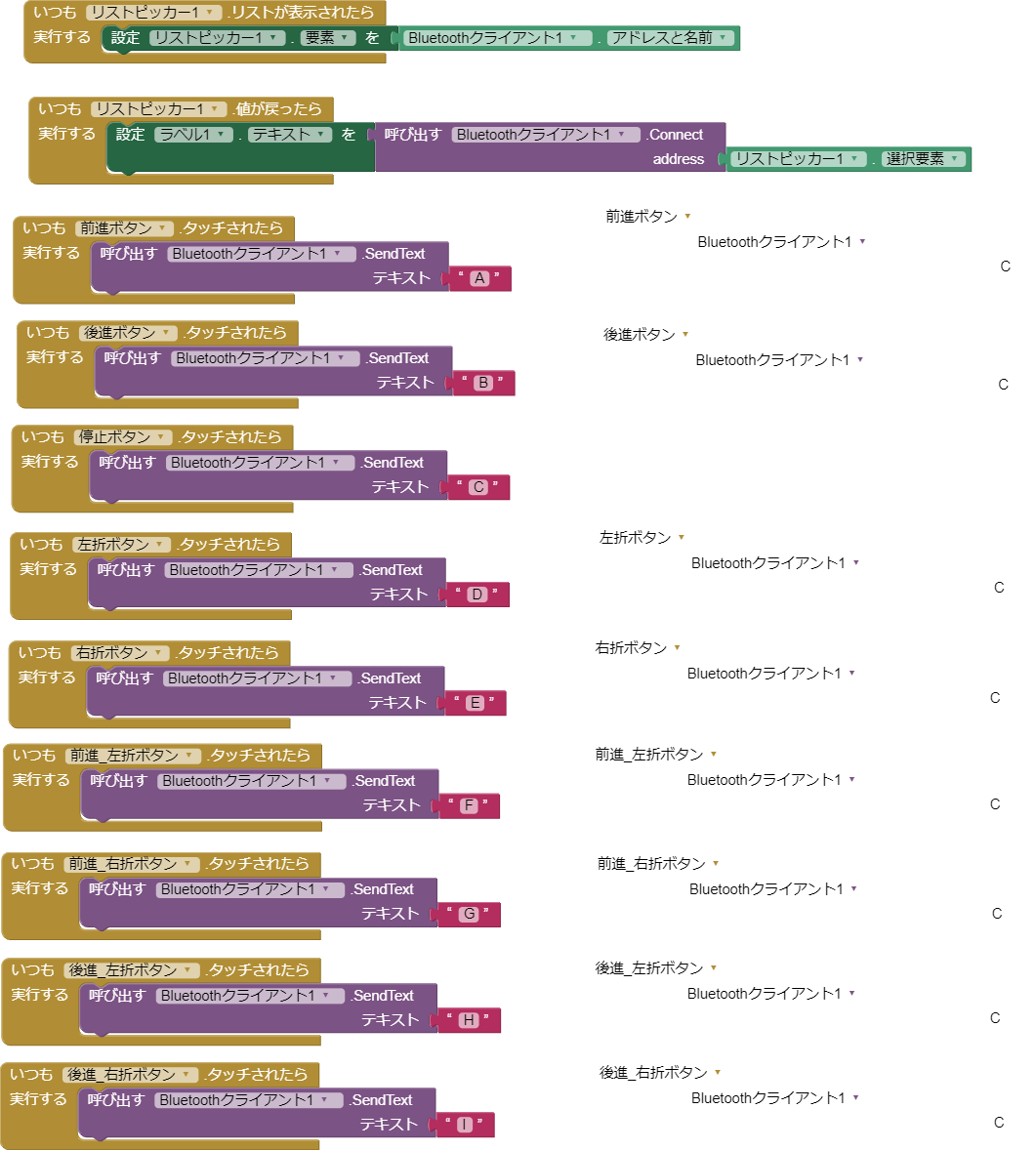 アプリの中身（ブロック編集タブ）