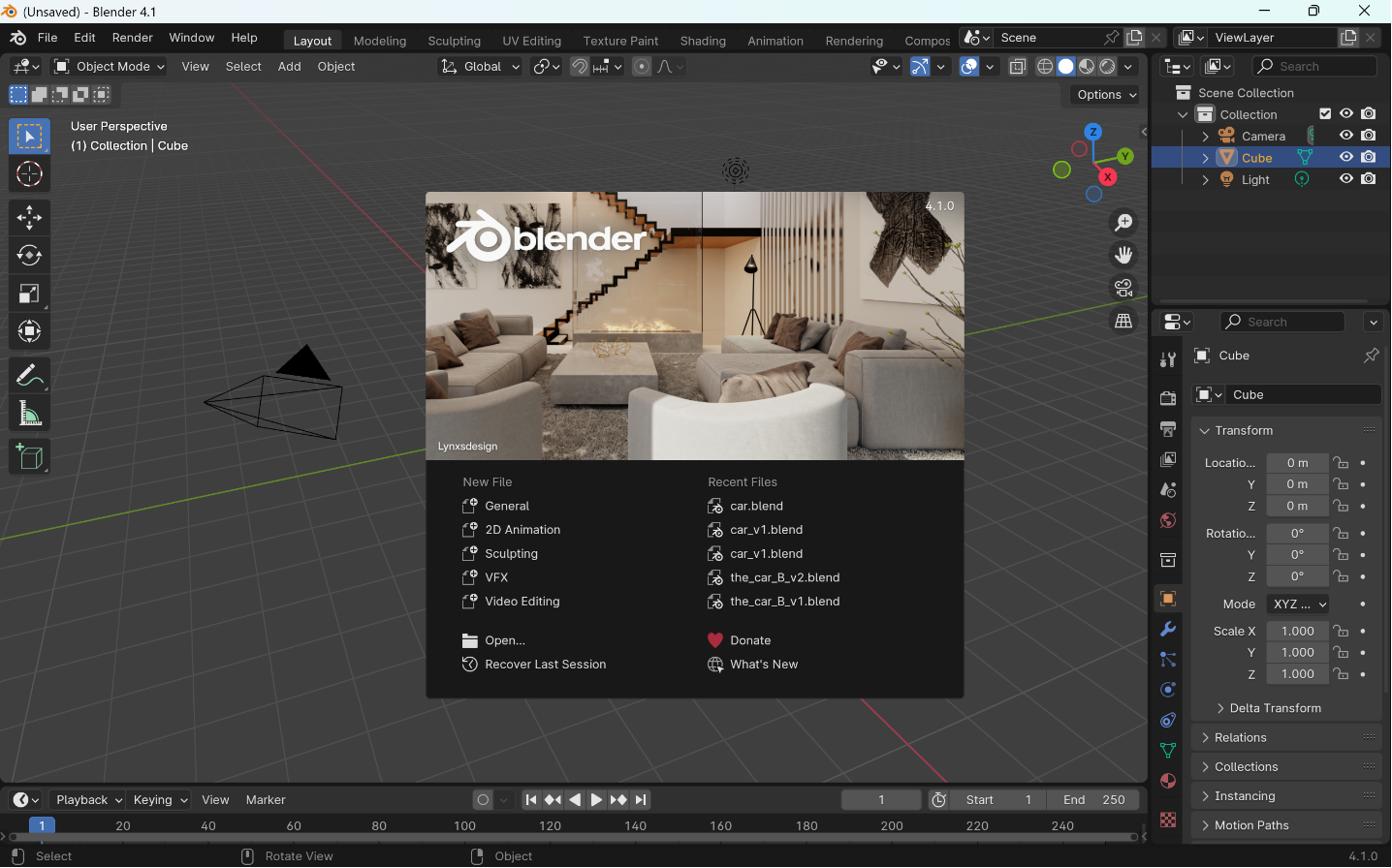 Blender起動後の画面