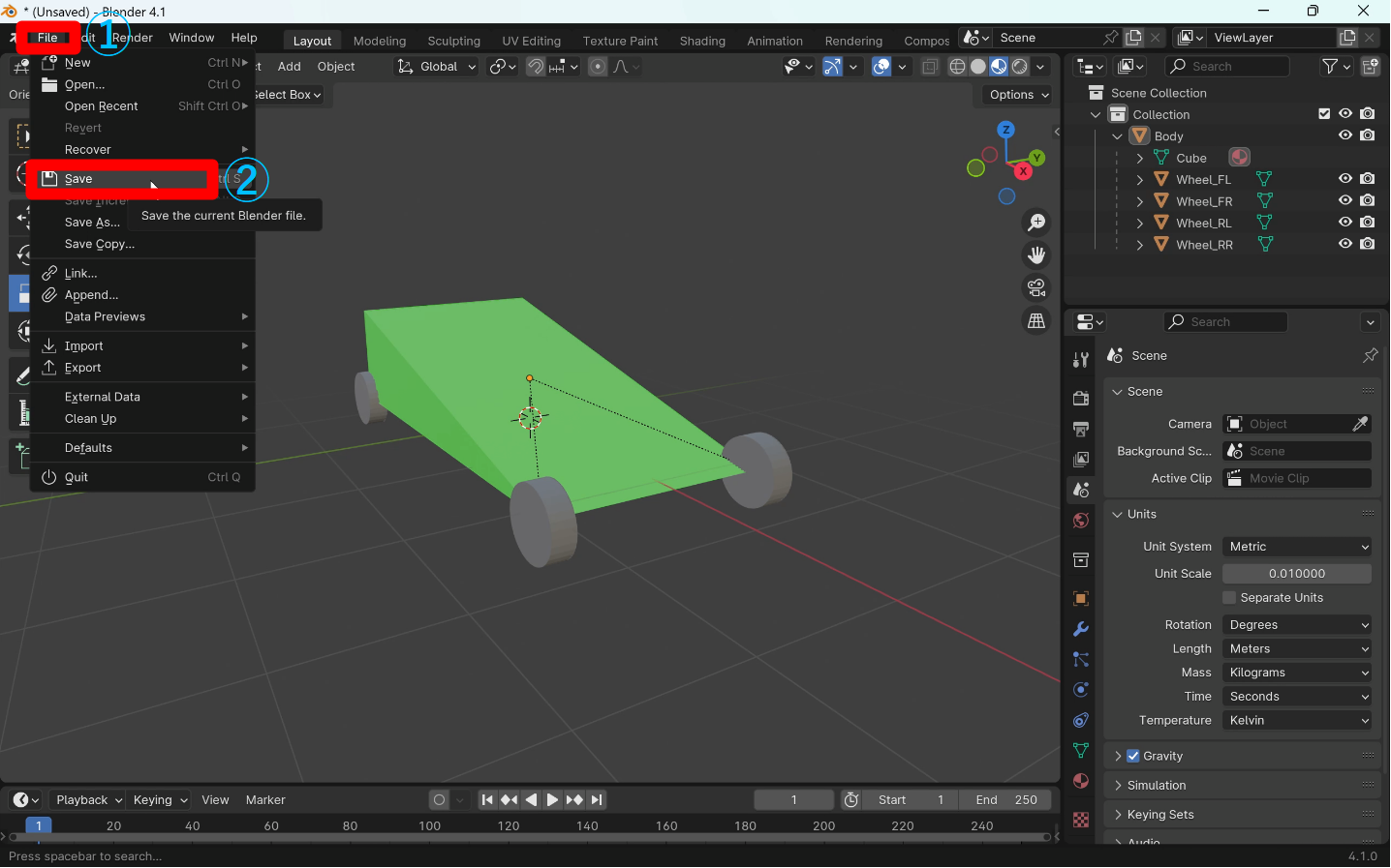 Blenderファイルの保存
