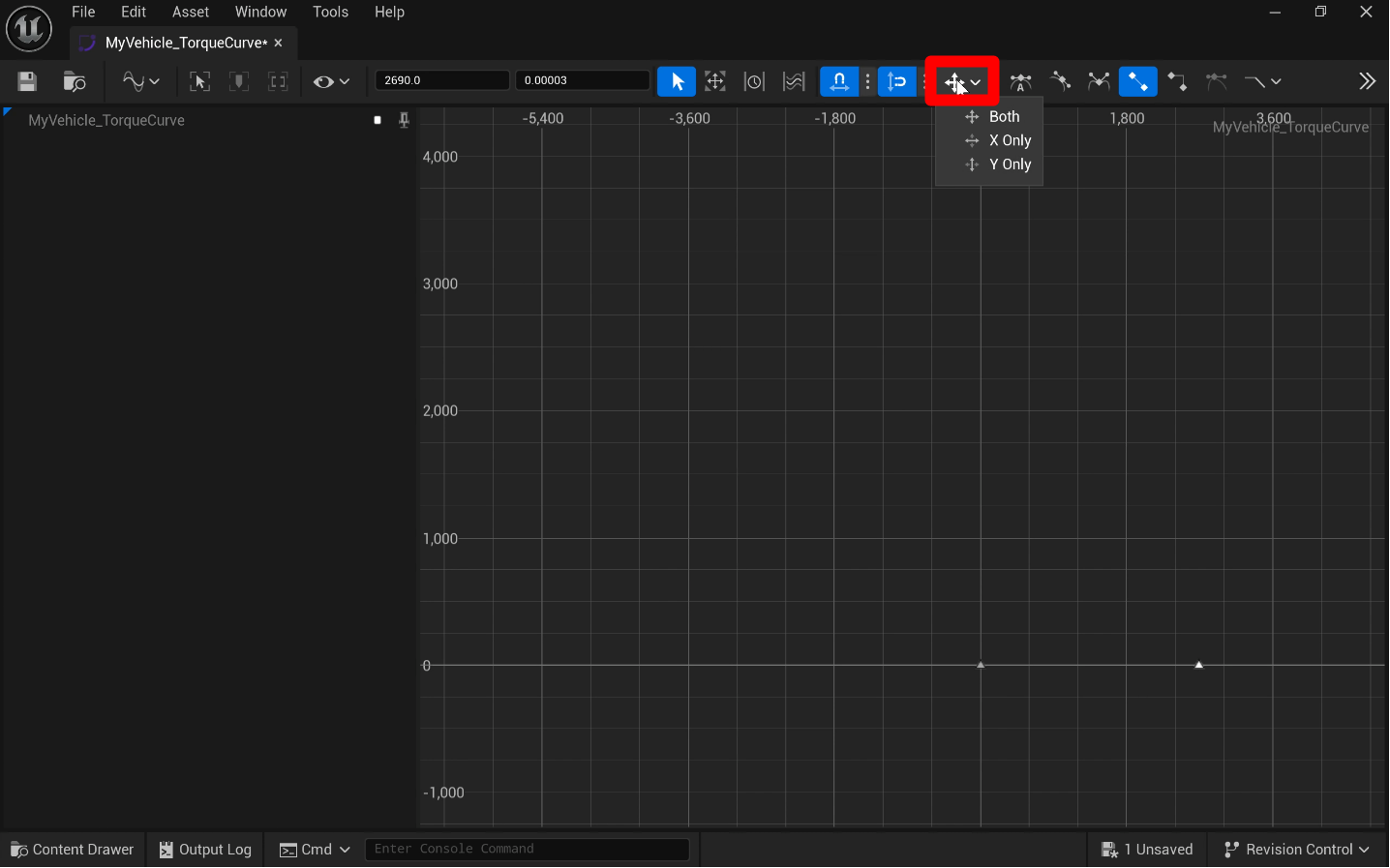Lock Axis で点の動く方向を制限